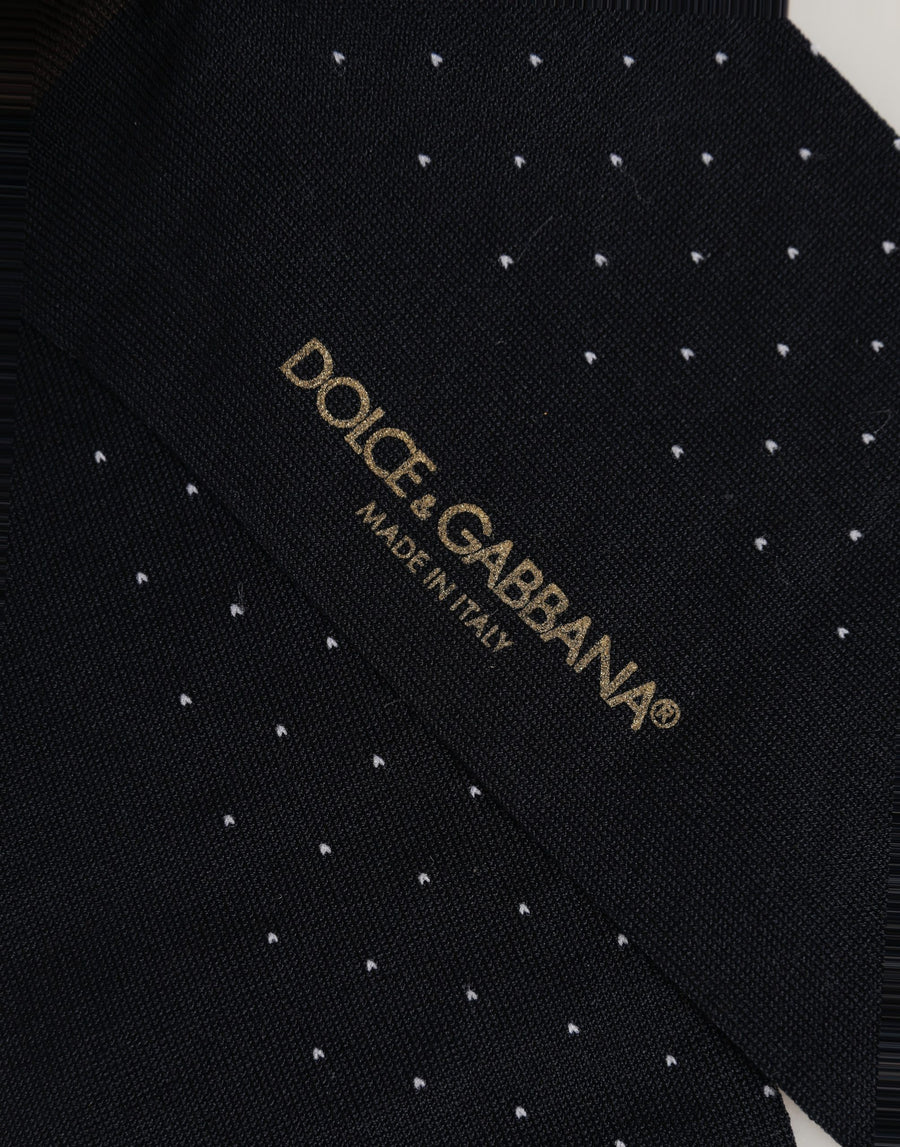 Men Black Cotton Polka Dot Over The Calf Socks