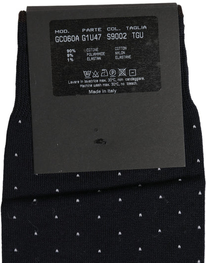 Men Black Cotton Polka Dot Over The Calf Socks