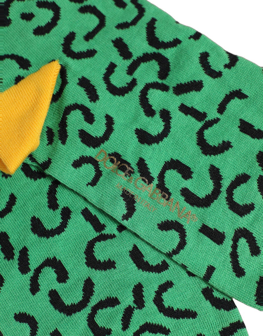 Men Green Cotton Abstract Mid Calf Accessory Socks