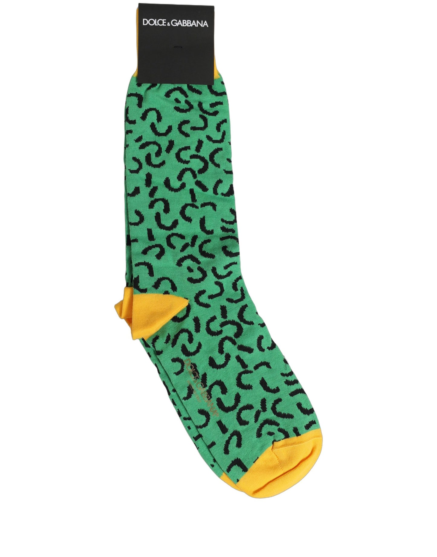 Men Green Cotton Abstract Mid Calf Accessory Socks