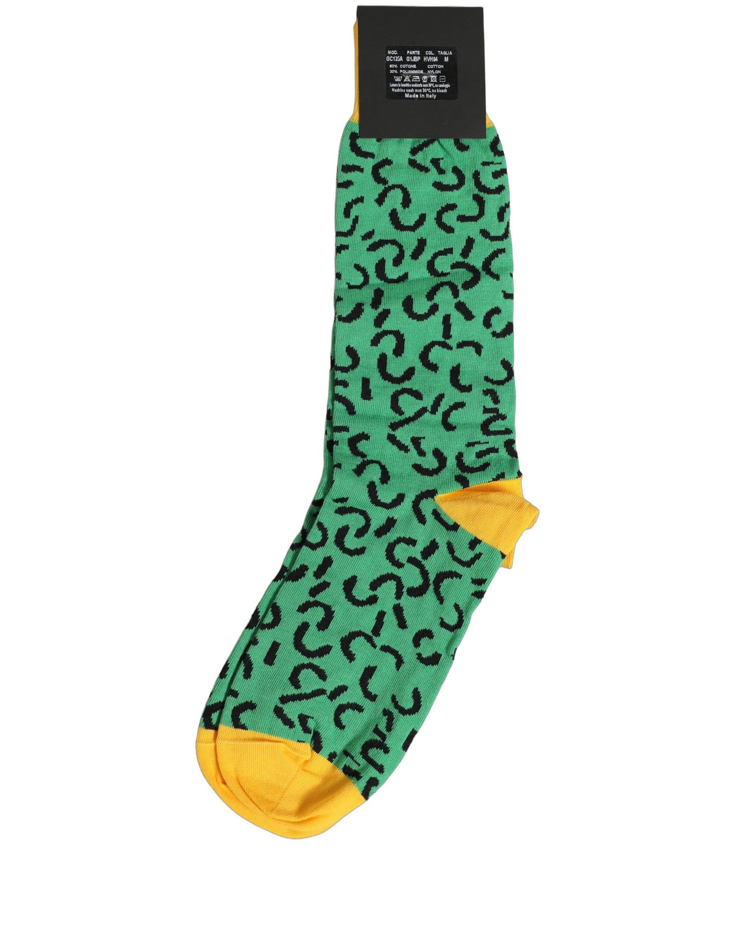 Men Green Cotton Abstract Mid Calf Accessory Socks