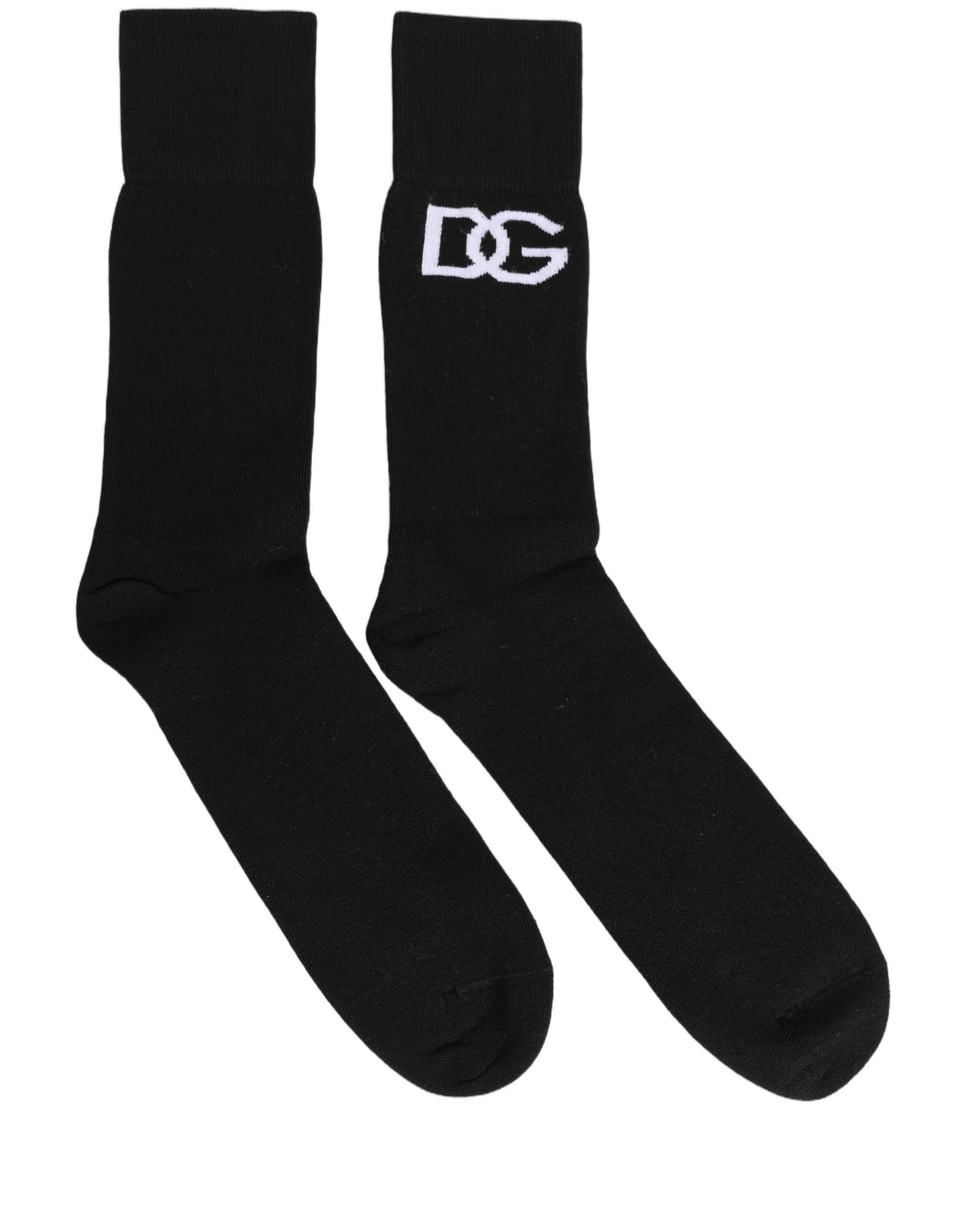 Men Black Cotton DG Logo Mid Calf Accessory Socks