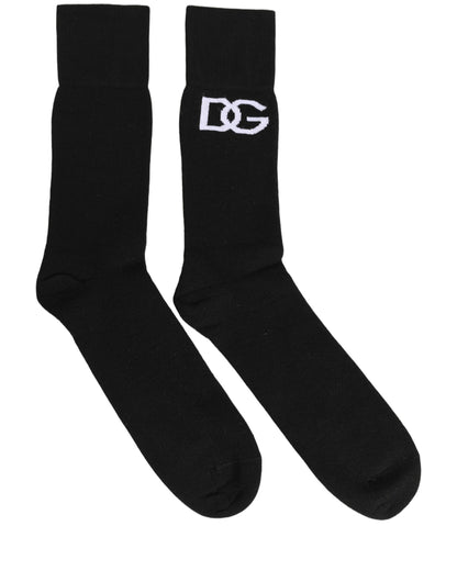 Men Black Cotton DG Logo Mid Calf Accessory Socks