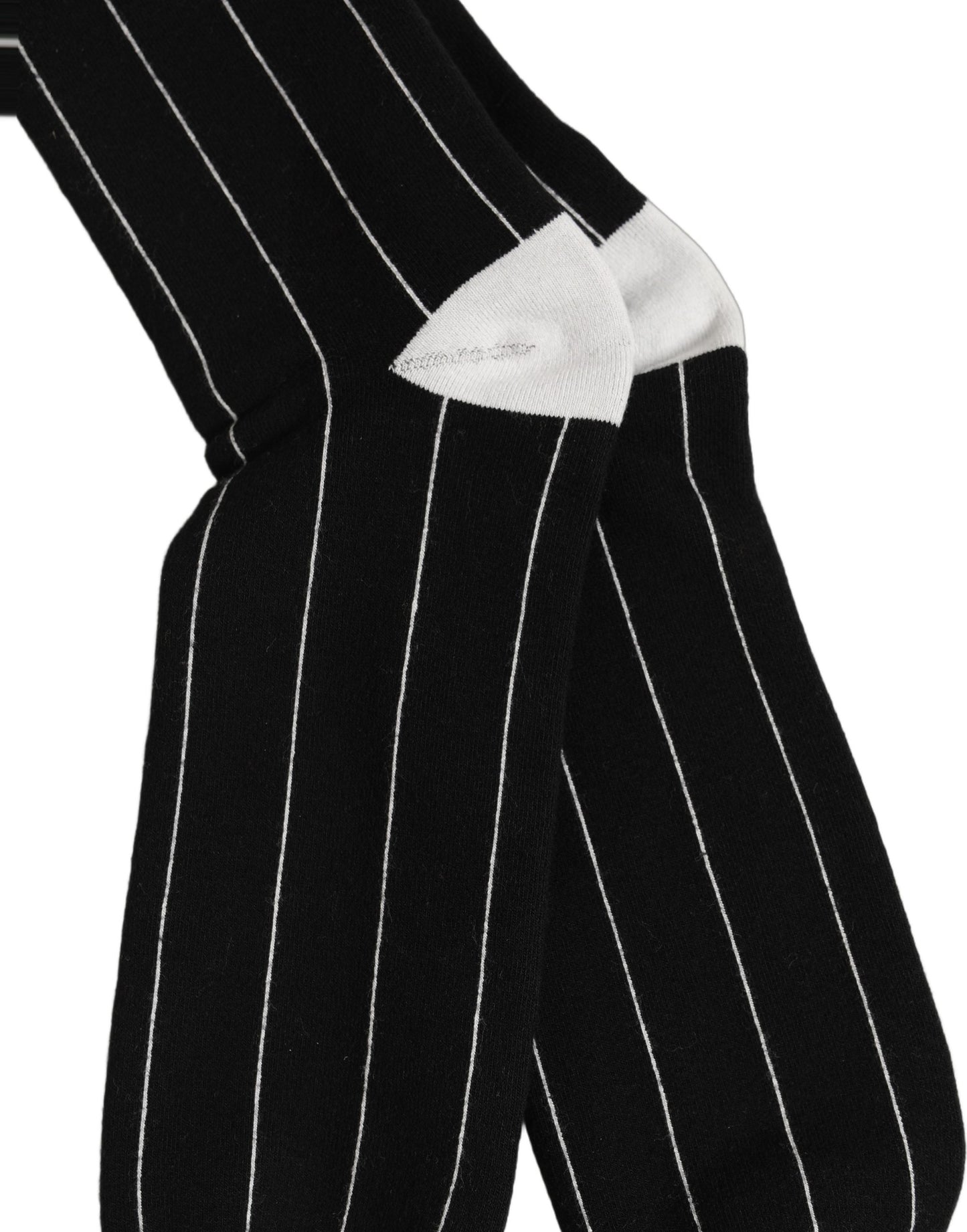 Men Black Pinstripe Logo Knee High Accessory Socks