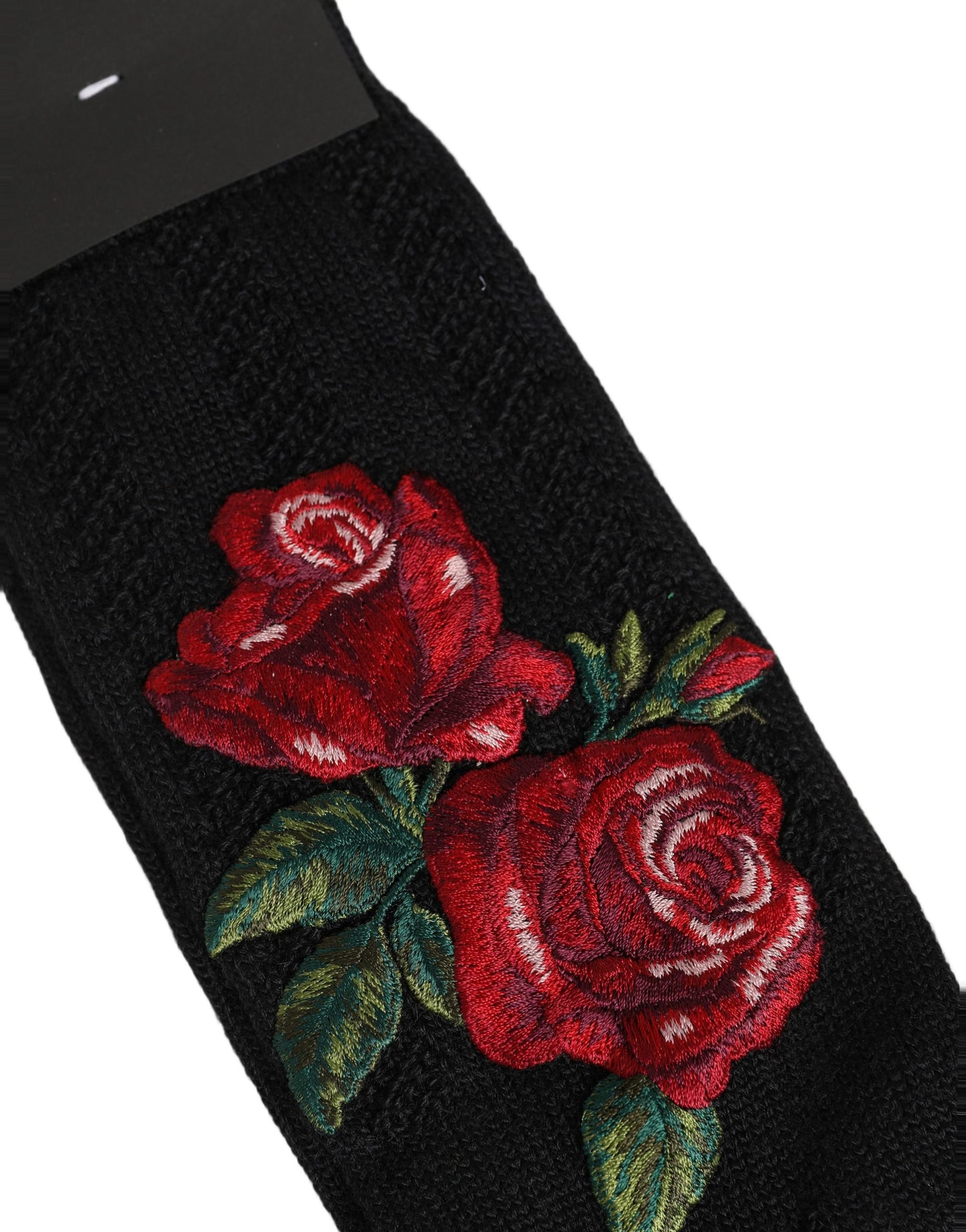 Black Wool Floral Over The Calf Accessory Socks