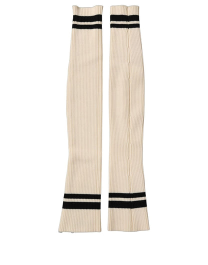 Cream Wool Thigh High Leg Warmer Accessory Socks