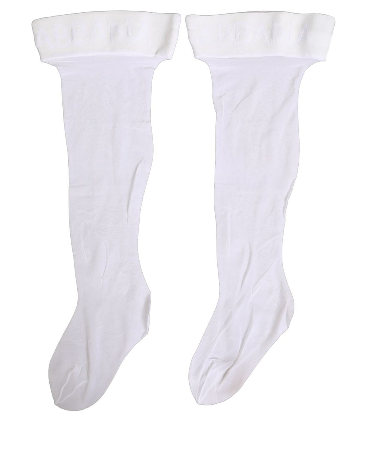 .White Nylon Logo Calf Long Women Accessory Socks