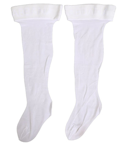 .White Nylon Logo Calf Long Women Accessory Socks