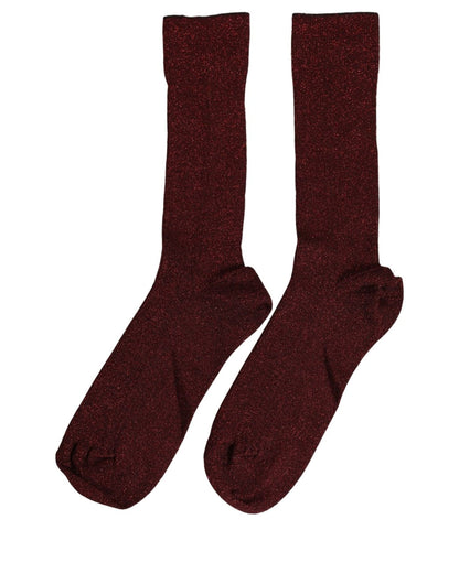 Maroon Viscose DG Logo Mid Calf Accessory Socks