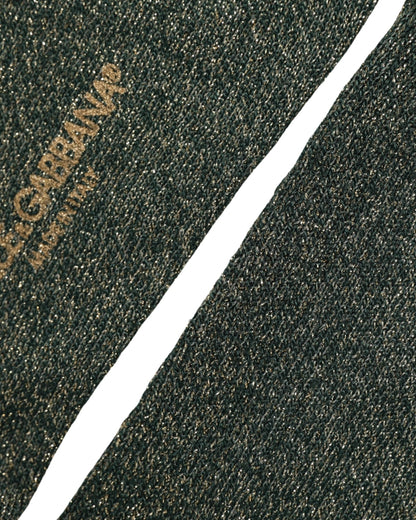 Dark Green Viscose Logo Mid Calf Accessory Socks