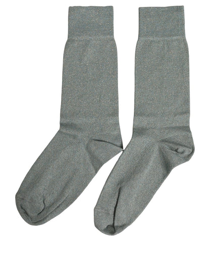 Gray Viscose Logo Mid Calf Accessory Socks