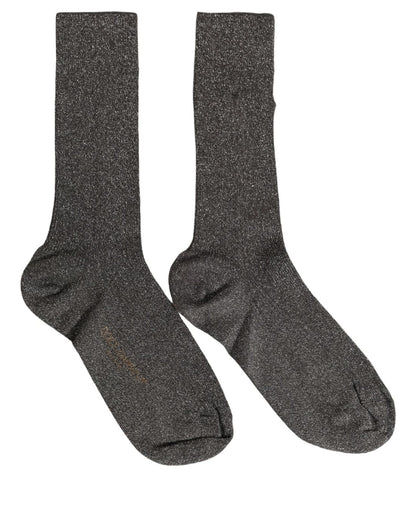 Dark Gray Viscose Logo Mid Calf Accessory Socks
