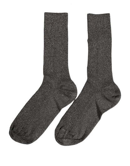 Dark Gray Viscose Logo Mid Calf Accessory Socks