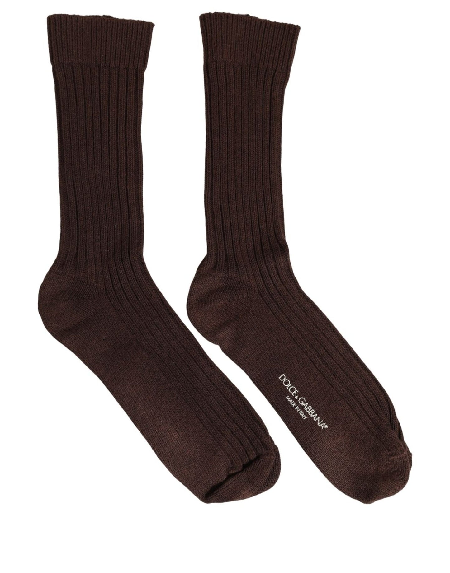 Dark Brown Wool DG Logo Mid Calf Accessory Socks