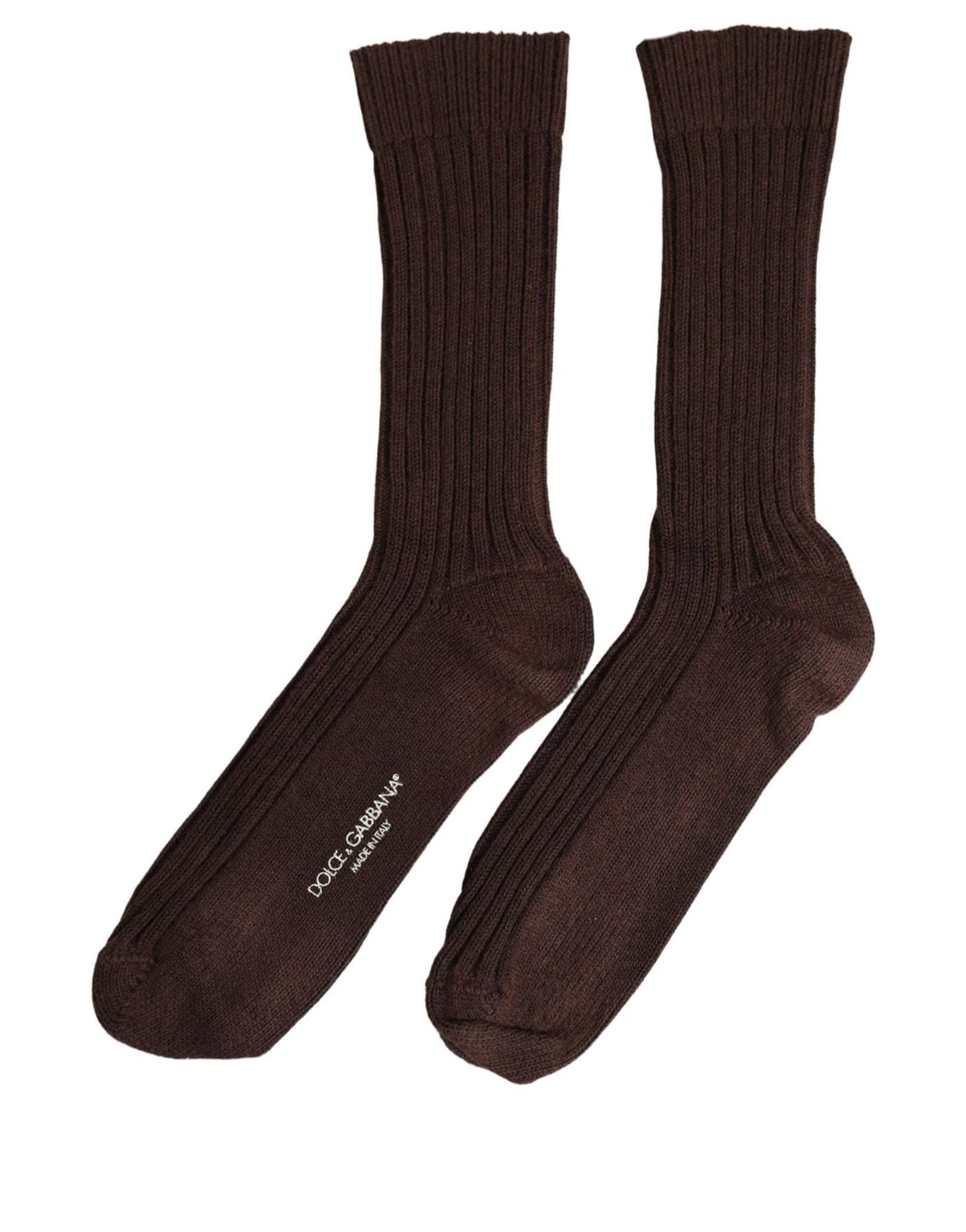 Dark Brown Wool DG Logo Mid Calf Accessory Socks