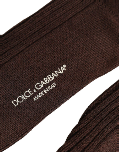 Dark Brown Wool DG Logo Mid Calf Accessory Socks
