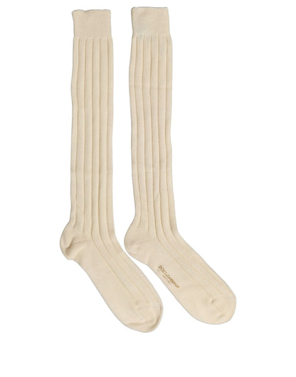 Beige Wool Stretch Knee High Accessory Socks