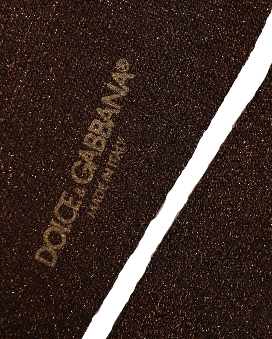 Dark Brown Viscose Logo Mid Calf Accessory Socks