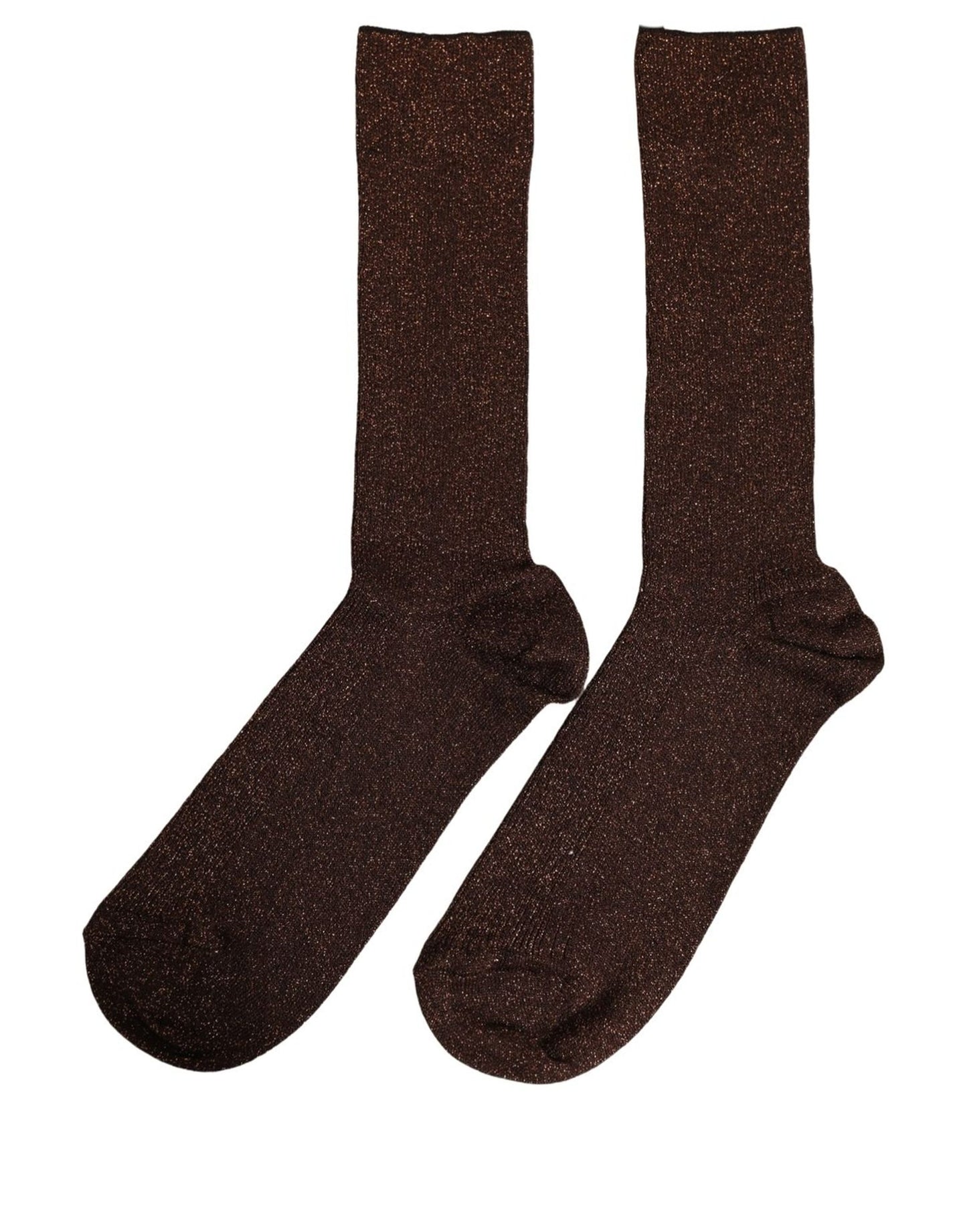 Dark Brown Viscose Logo Mid Calf Accessory Socks