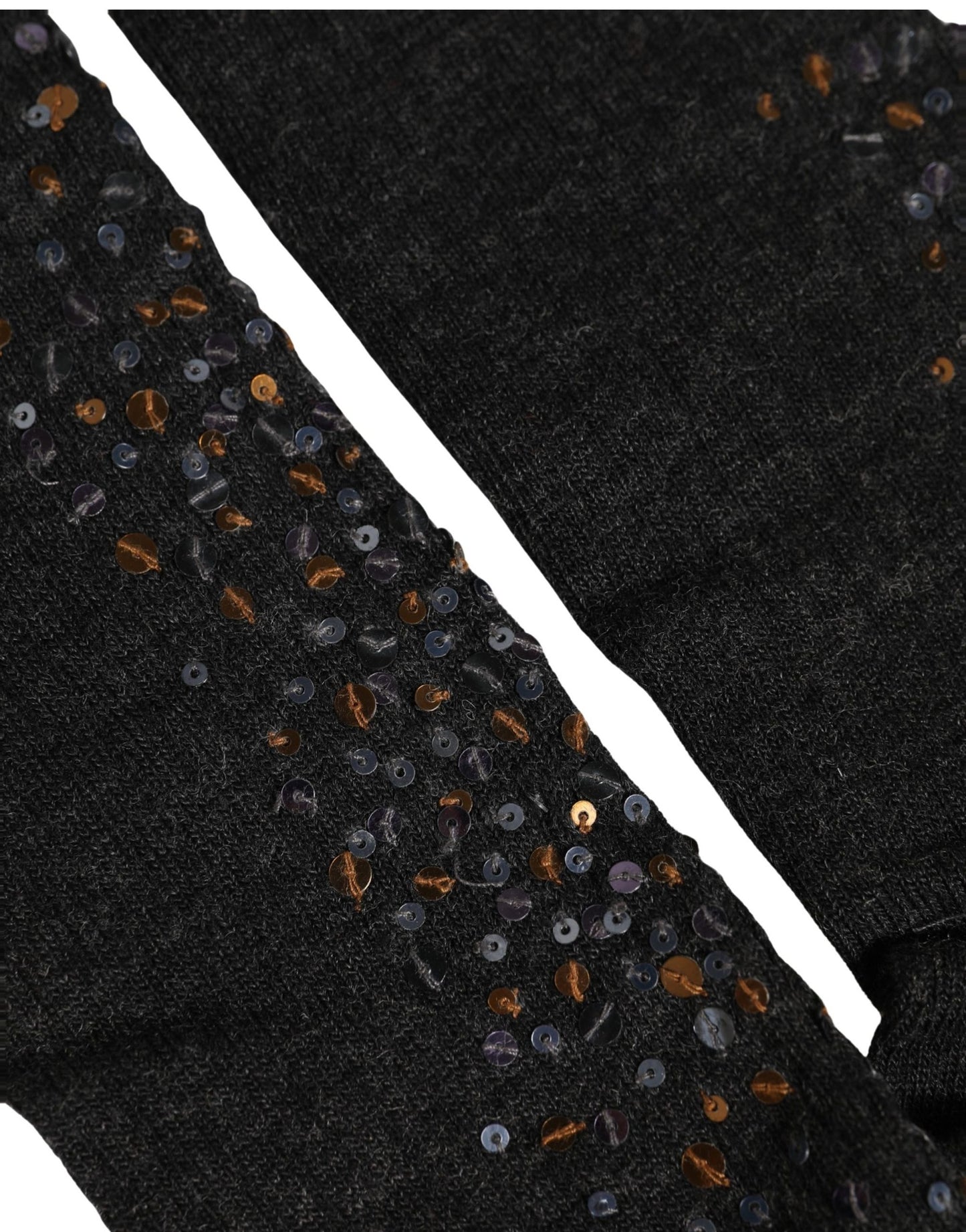 Dark Gray Sequined Wool Knee High Accessory Socks