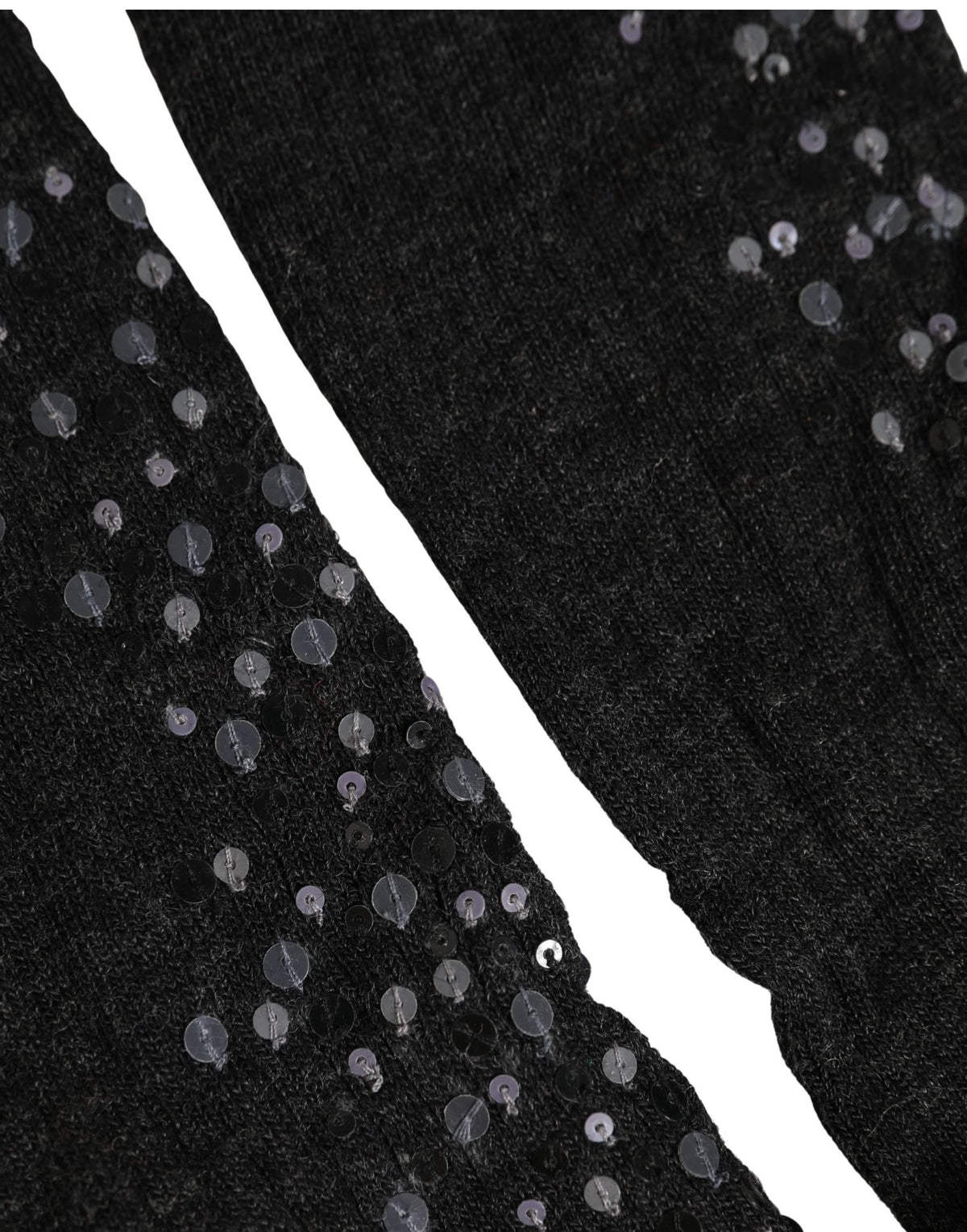 Dark Gray Sequined Wool Knee High Accessory Socks