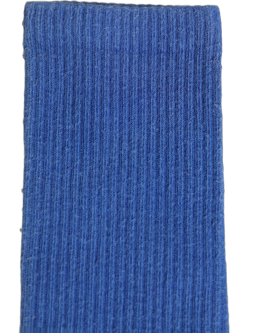 Blue Cotton Ribbed Mid Calf Women Accessory Socks