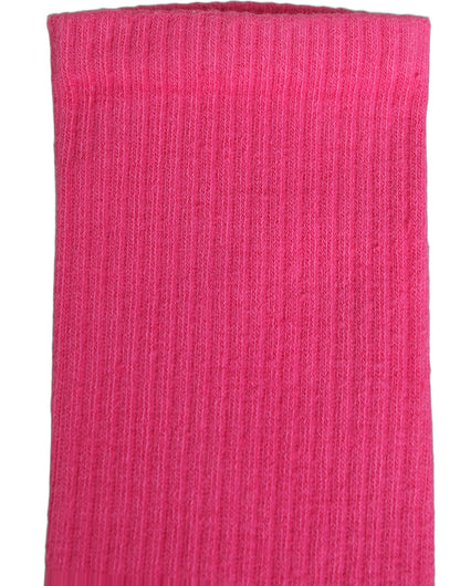 Pink Cotton Ribbed Mid Calf Women Accessory Socks