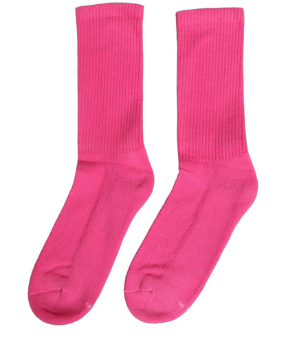 Pink Cotton Ribbed Mid Calf Women Accessory Socks