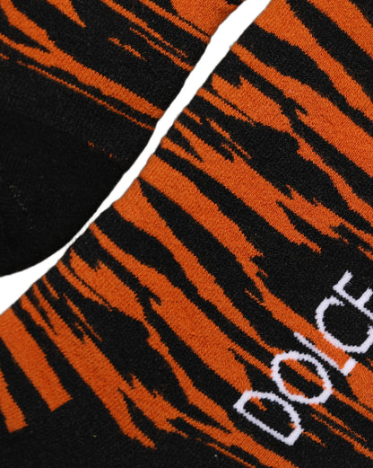 Orange Black Tiger Stripe Knee High Accessory Socks