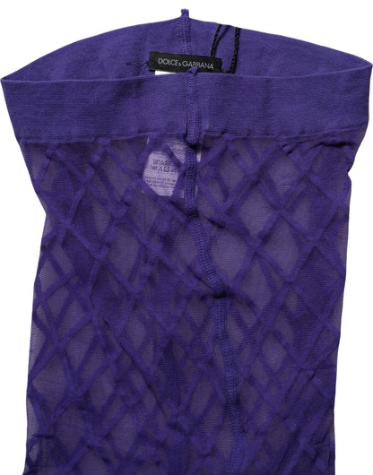Purple Nylon Fishnet Pantyhose Stockings Socks