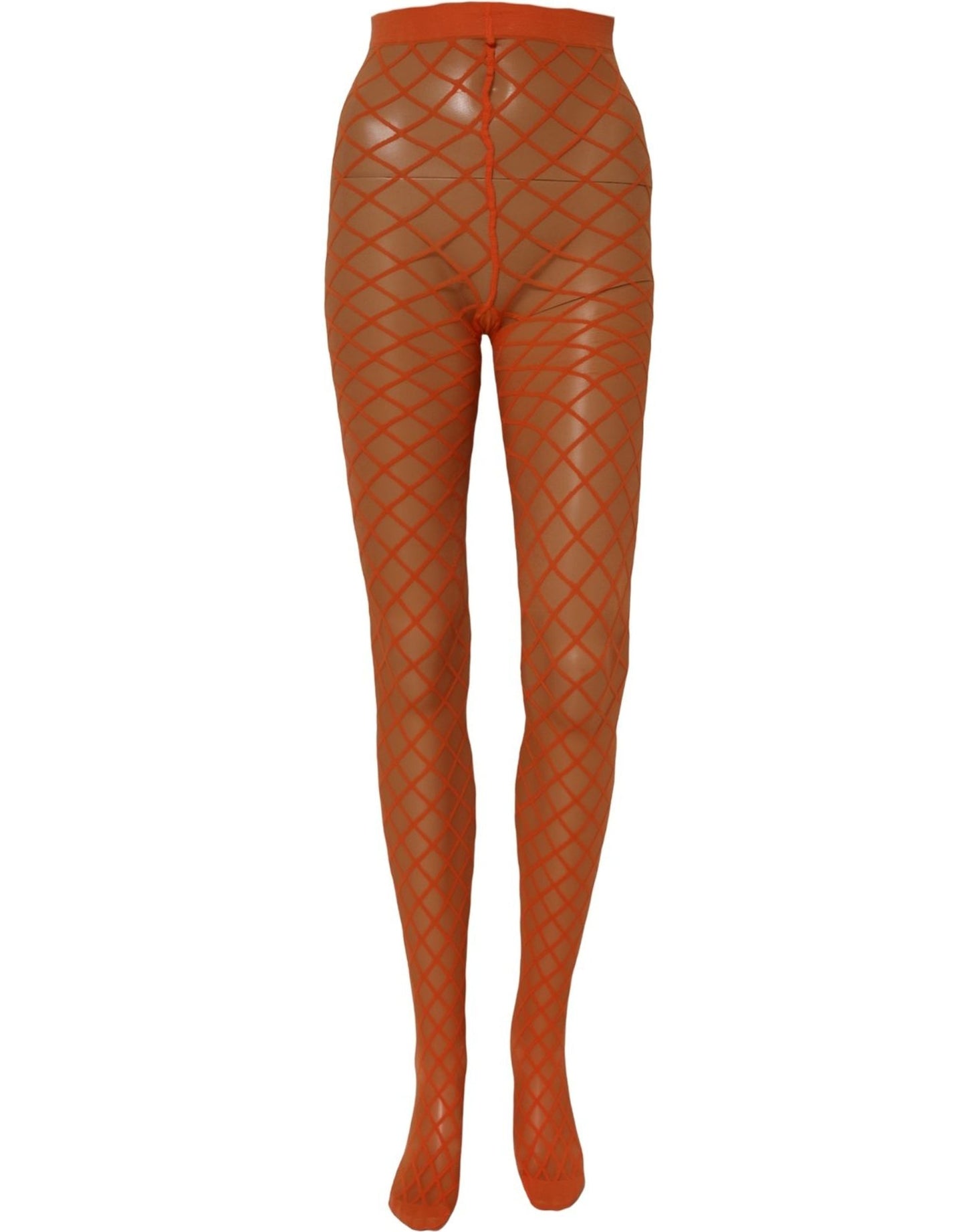Orange Nylon Fishnet Pantyhose Stockings Socks