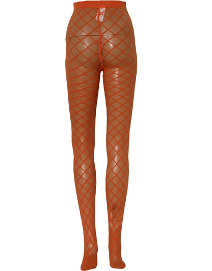 Orange Nylon Fishnet Pantyhose Stockings Socks