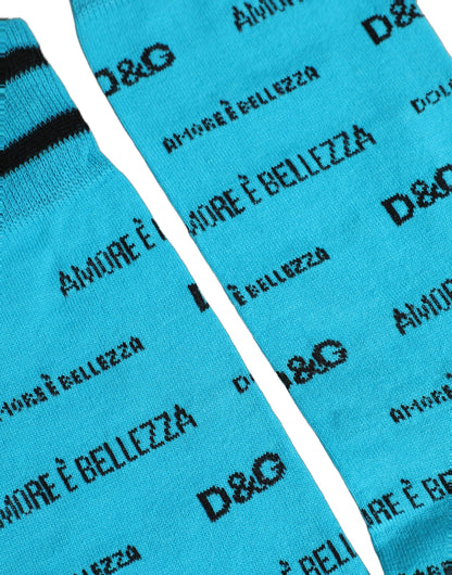 Light Blue Cotton Logo Mid Calf Accessory Socks