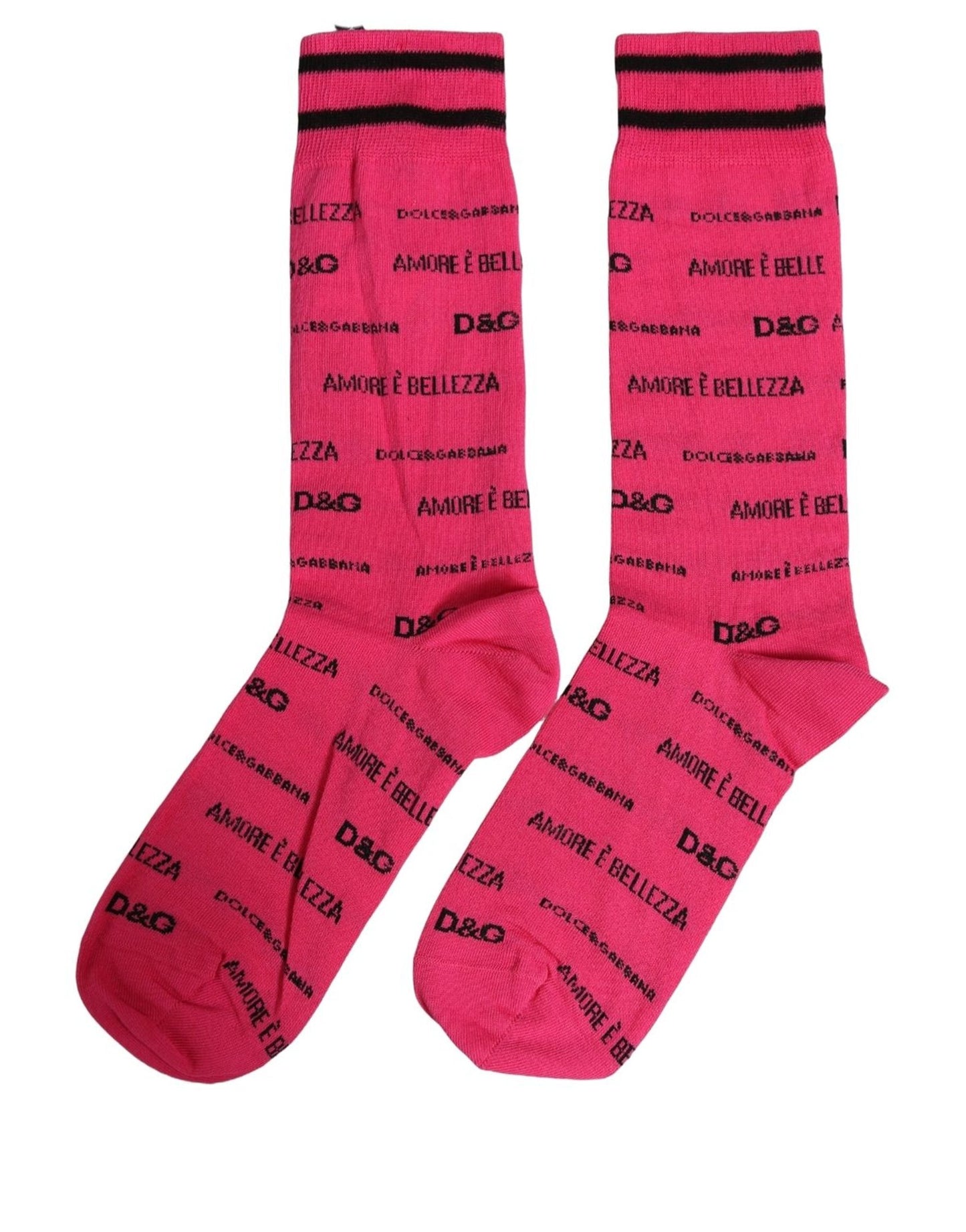 Pink Cotton Logo Print Mid Calf Accessory Socks