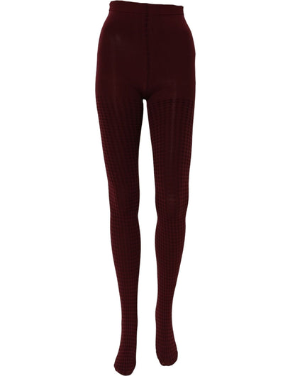 Burgundy Nylon Fishnet Pantyhose Stockings Socks