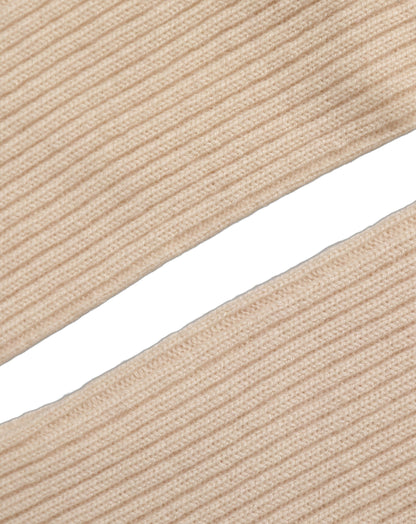 Camel Brown Cashmere Knit Arm Warmer Gloves