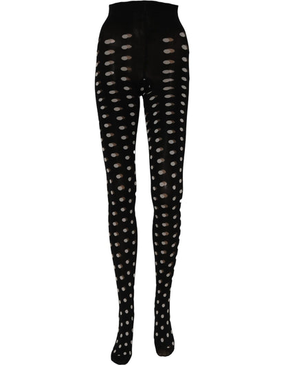 Black Polka Dot Fishnet Pantyhose Stockings Socks