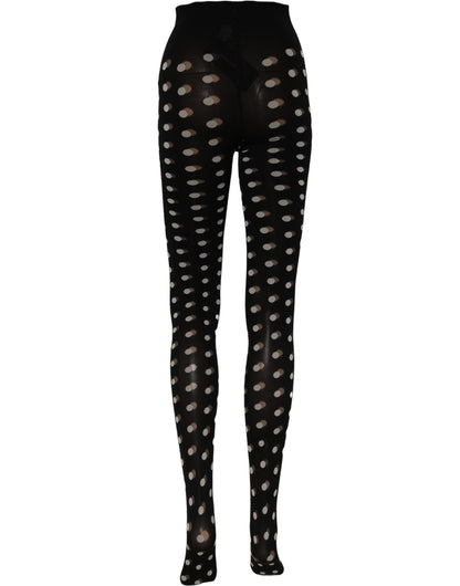 Black Polka Dot Fishnet Pantyhose Stockings Socks