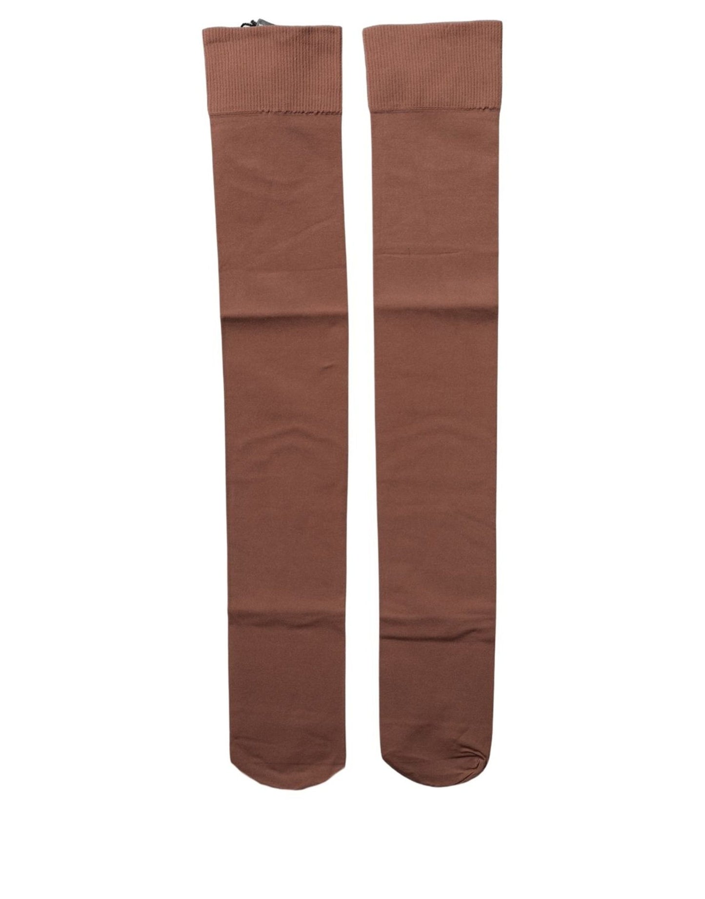 Brown Nylon Stretch Over The Calf Stockings Socks