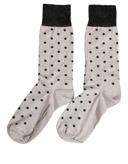 Gray Viscose Stretch Dotted Women Accessory Socks