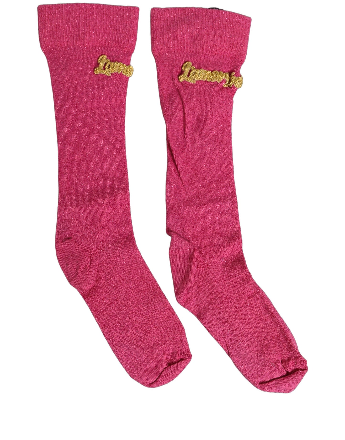 Pink Embroidered Cotton Mid Calf Accessory Socks