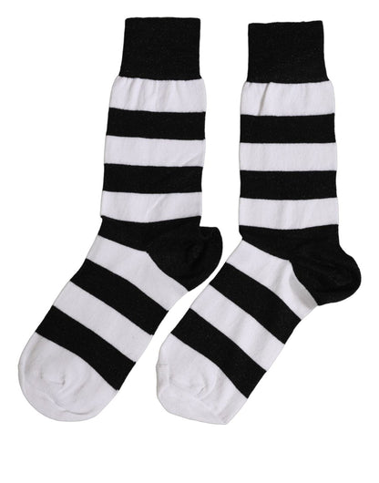 Black White Stripes Mid Calf Accessory Socks