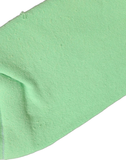 Green Cotton Ribbed Mid Calf Women Accessory Socks