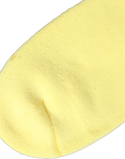 Yellow Cotton Ribbed Mid Calf Women Accessory Socks
