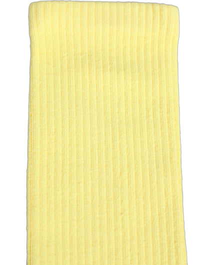 Yellow Cotton Ribbed Mid Calf Women Accessory Socks