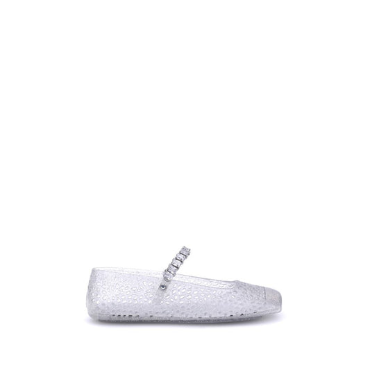 White Polyurethane Ballet Flats