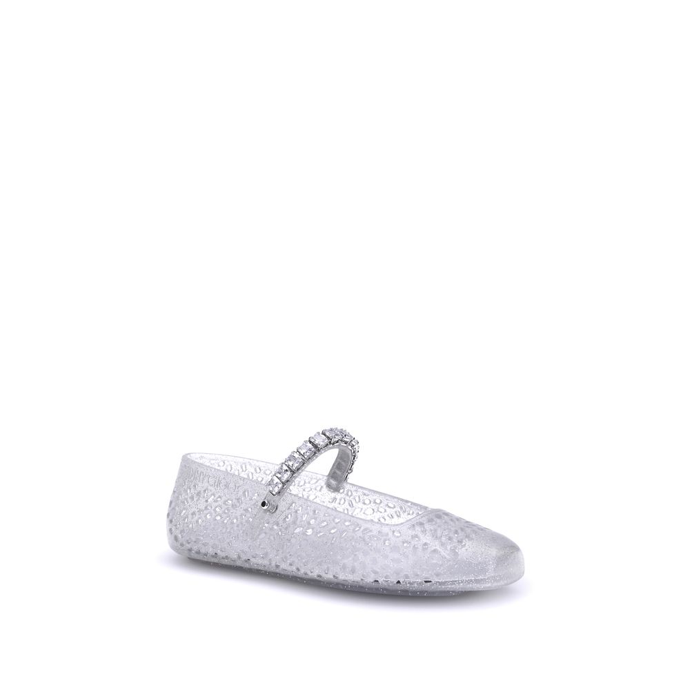 White Polyurethane Ballet Flats