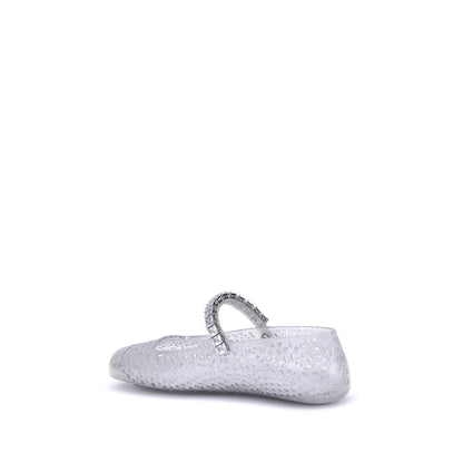 White Polyurethane Ballet Flats