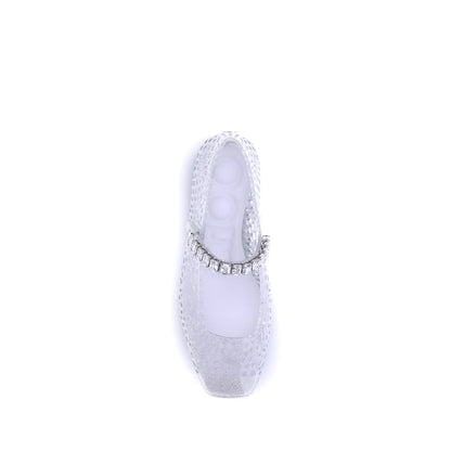White Polyurethane Ballet Flats