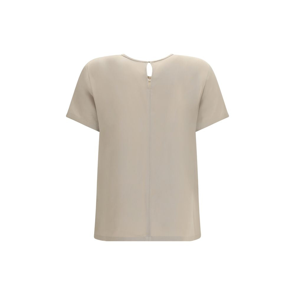 Beige Silk T-Shirt
